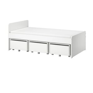Каркас ліжка SLÄKT з 3 відділеннями для постільної білизни, білий, 90x200 см