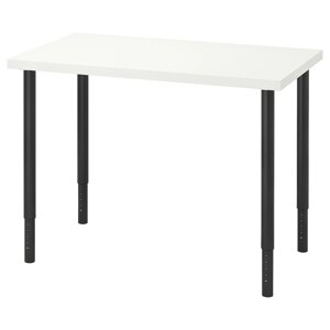 LINNMON / OLOV Письмовий стіл, білий/чорний, 100х60 см