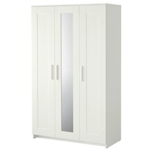 BRIMNES Шафа/3 двері, білий, 117х190 см