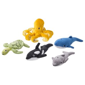 BLÅVINGAD Набір з 5 плюшевих іграшок, океанські тварини/різні кольори