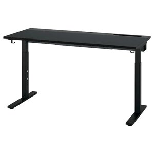 MITTZON Письмовий стіл, ясеневий шпон чорного кольору/чорний, 140x60 см