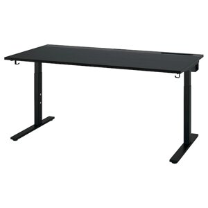 MITTZON Письмовий стіл, ясеневий шпон чорного кольору/чорний, 160x80 см