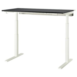 MITTZON Письмовий стіл з регульованою висотою, електричний, чорний/білий ясеневий шпон, 140x80 см