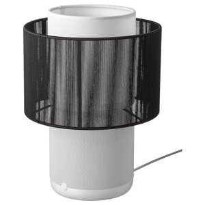 SYMFONISK WiFi лампа/динамік, тканинний плафон, білий/чорний