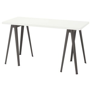 LAGKAPTEN / NÄRSPEL Письмовий стіл, білий/темно-сірий, 140x60 см