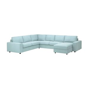 VIMLE 5-місний кутовий диван з шезлонгом, широкі підлокітники/Saxemara світло-блакитний