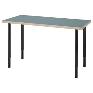 LAGKAPTEN / OLOV Письмовий стіл, сіро-бірюзовий/чорний, 120x60 см