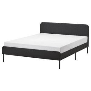 SLATTUM Каркас ліжка з оббивкою, Vissle темно-сірий, 140х200 см
