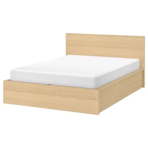 MALM Ліжко з місцем для зберігання, дубовий шпон білий, 180х200 см