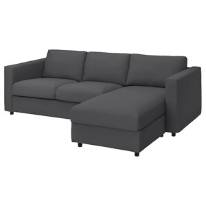 ВІМЛЕ 3-місний диван з шезлонгом, Hallarp сірий