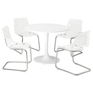 DOCKSTA / TOBIAS Стіл і 4 стільці, білий білий/прозорий хром, 103 см