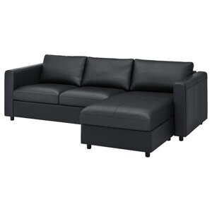 VIMLE 3-місний диван, з шезлонгом/Grann/Bomstad чорний