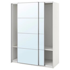 PAX / AULI Шафа з розсувними дверима, білий/дзеркало, 150x66x201 см