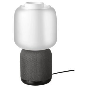 SYMFONISK WiFi лампа/динамік, скляний плафон, чорно-білий