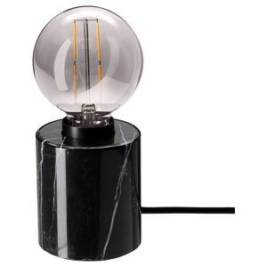 MARKFROST / MOLNART Настільна лампа з колбою, чорний мармур/сіре прозоре скло, 95 мм