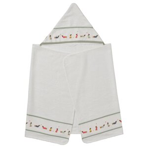 DRÖMSLOTT Дитячий рушник з капюшоном, візерунок цуценя/білий, 60х125 см