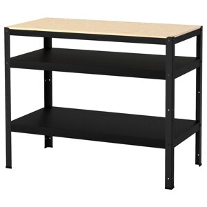 BROR Робочий стіл, фанера чорна/сосна, 110x55 см