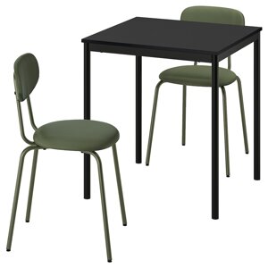 SANDSBERG / ÖSTANÖ Стіл і 2 стільці, чорний чорний/Remmarn темно-зелений, 67 см