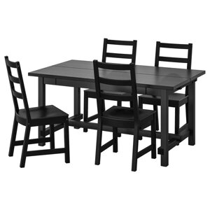 НОРДВІКЕН / NORDVIKEN Стіл і 4 стільці, чорний/чорний, 152/223х95 см
