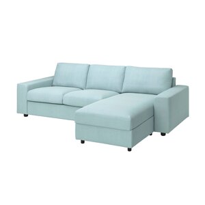 VIMLE 3-місний диван з шезлонгом, широкі підлокітники/Saxemara світло-блакитний