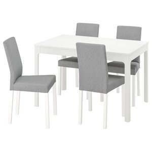 EKEDALEN / KÄTTIL Стіл і 4 стільці, білий/Knisa світло-сірий, 120/180 см