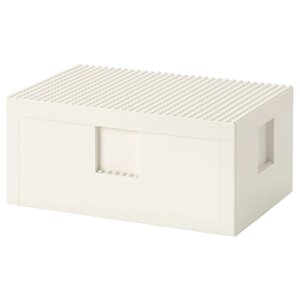 Коробка BYGGLEK LEGO з кришкою, біла, 26x18x12 см