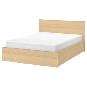 MALM Ліжко з місцем для зберігання, дубовий шпон білий, 140х200 см
