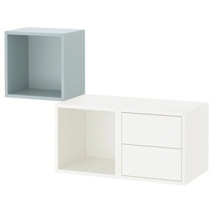 EKET Комбінація настінних шаф, білий/світло-сіро-блакитний, 105x35x70 см