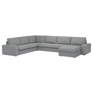 КІВІК 6-місний кутовий диван з шезлонгом Tibbleby бежевий/сірий