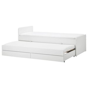 SLÄKT Каркас ліжка з нижнім ліжком/місцем для зберігання, білий, 90x200 см