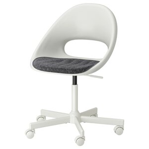 LOBERGET / MALSKÄR Обертовий стілець + подушка, білий/темно-сірий