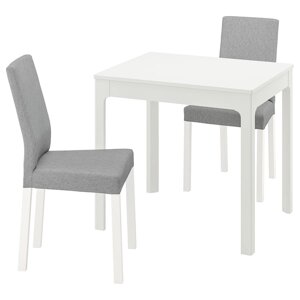 EKEDALEN / KÄTTIL Стіл і 2 стільці, білий/Knisa світло-сірий, 80/120 см