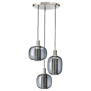 HÖGVIND Підвісний світильник/3 лампи, нікель/сіре скло, 41 см
