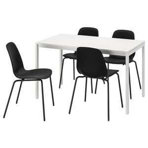 MELLTORP / LIDÅS Стіл і 4 стільці, білий білий/чорний/чорний, 125 см