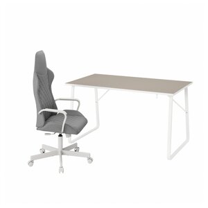 HUVUDSPELARE / UTESPELARE Ігровий стіл і стілець, бежевий/сірий