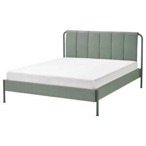 TÄLLÅSEN Каркас ліжка з оббивкою, Сферична сіро-зелена/Leirsund, 160x200 см