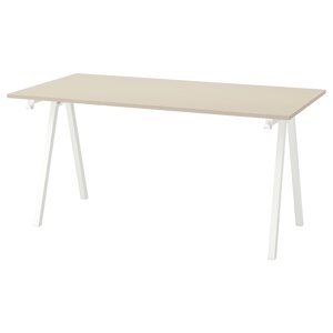 ТРОТТЕН Письмовий стіл, бежевий/білий, 160х80 см