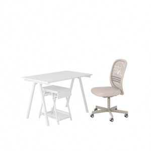 TROTTEN / FLINTAN Комбінація письмовий стіл/шафа та обертовий стілець білий/бежевий