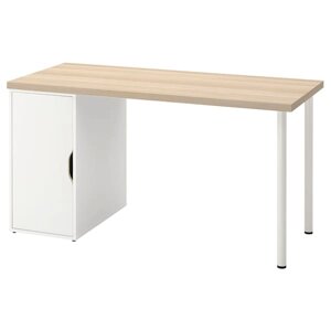 LAGKAPTEN / ALEX Письмовий стіл, біла морилка/імітація. білий дуб 140х60 см
