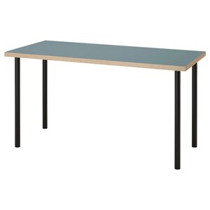 LAGKAPTEN / ADILS Письмовий стіл, сіро-бірюзовий/чорний, 140x60 см