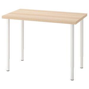 ЛІННМОН / ОЛОВ Письмовий стіл, дуб білий/білий, 100х60 см
