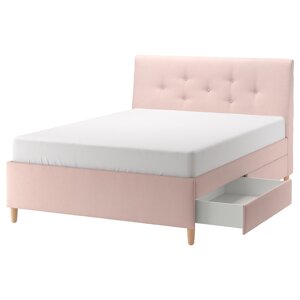 IDANÄS М'яке ліжко з ящиками, Gunnared ніжно-рожевий, 160x200 см