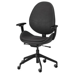 HATTEFJÄLL Офісне крісло з підлокітниками, Smidig чорний/чорний