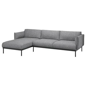 ÄPPLARYD 3-місний диван з шезлонгом, Lejde сіро-чорний
