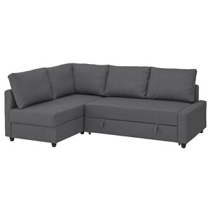 FRIHETEN Кутовий диван з функцією сну, з додатковими подушками спинки/Skiftebo темно-сірий
