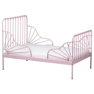 МІННЕН Розсувний каркас ліжка та підстава ліжка, світло-рожевий, 80х200 см