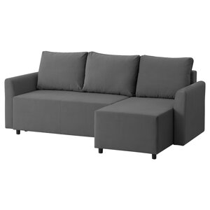 BRISSUND 3-місний диван-ліжко з шезлонгом Hakebo темно-сірий