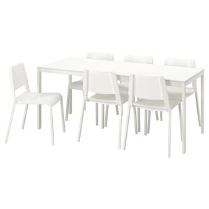 VANGSTA / TEODORES Стіл і 6 стільців, білий/білий, 120/180 см