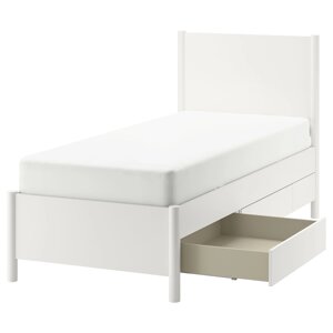TONSTAD Каркас ліжка з ящиками, кремовий/Leirsund, 90x200 см