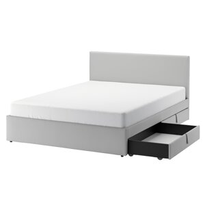 GLADSTAD М'яке ліжко, 4 відділення, Kabusa світло-сірий, 160x200 см
